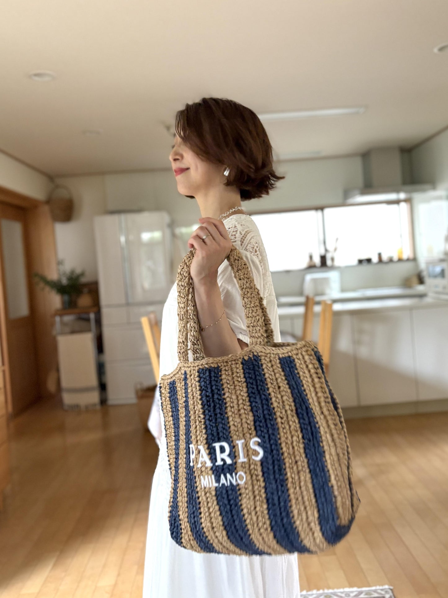 PARISストライプ メッシュトート