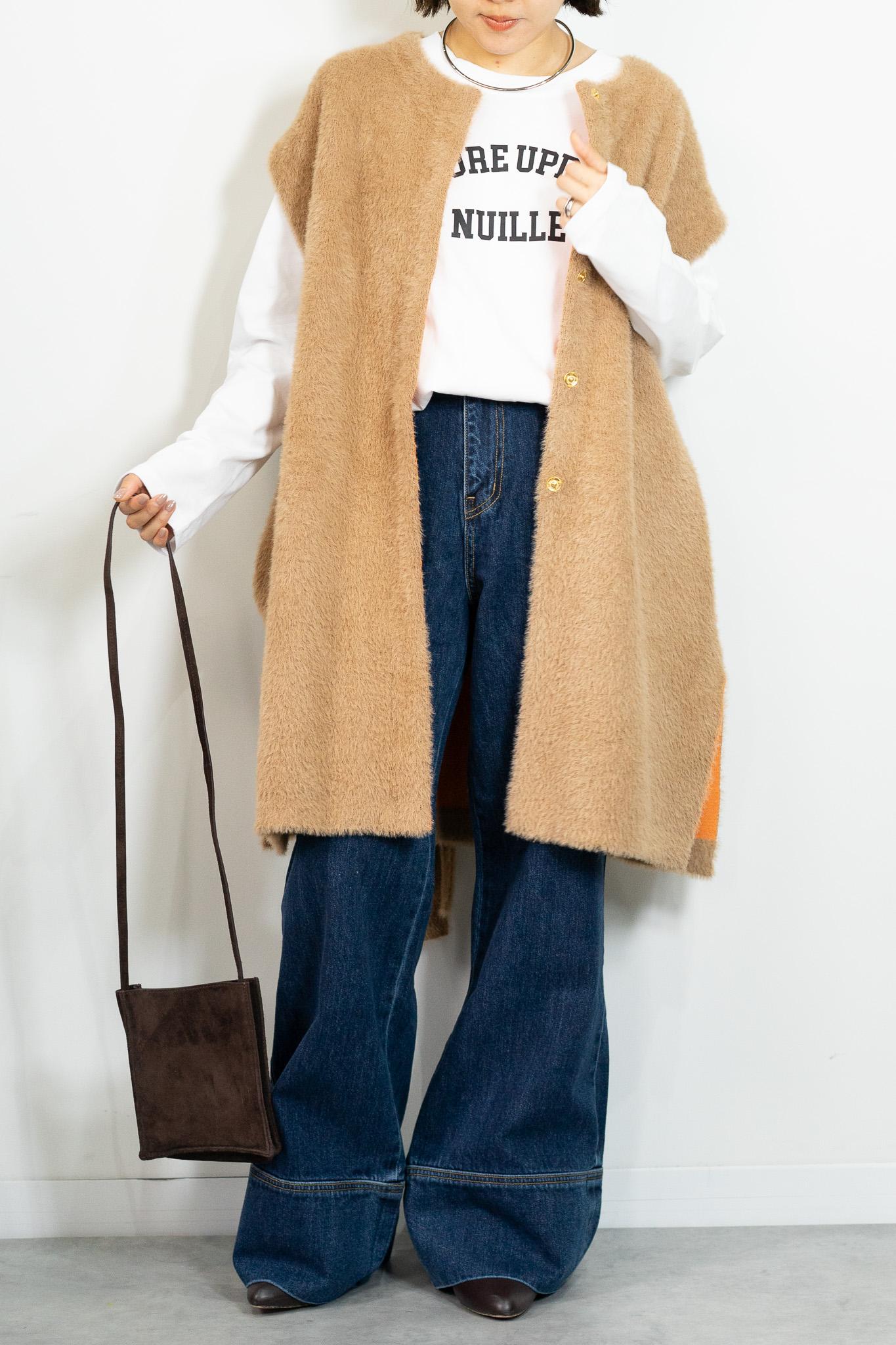 バイカラーテープシャギーニットベスト