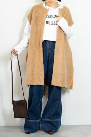 バイカラーテープシャギーニットベスト