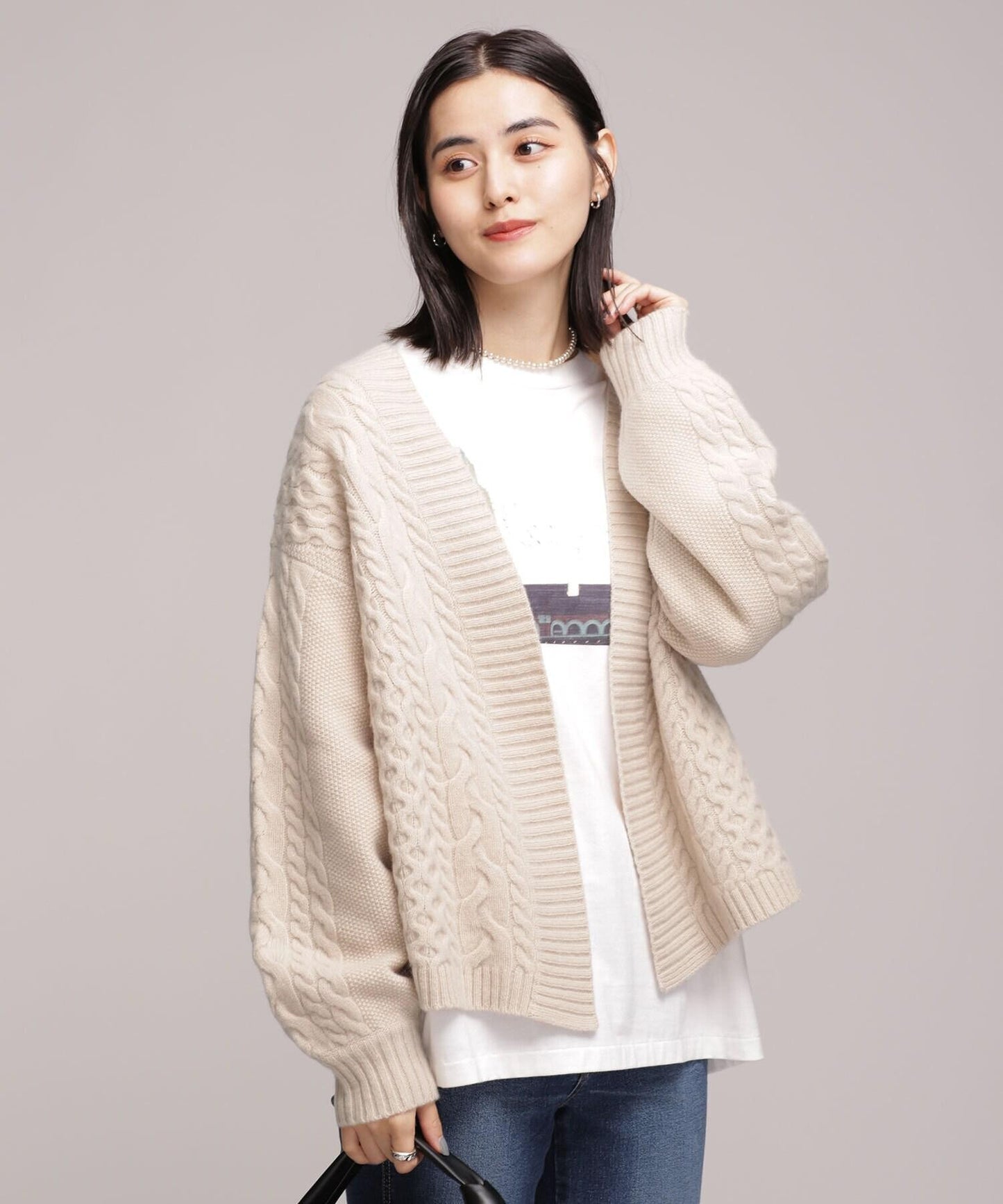 ハミルトン ケーブルショートカーディガン 長袖