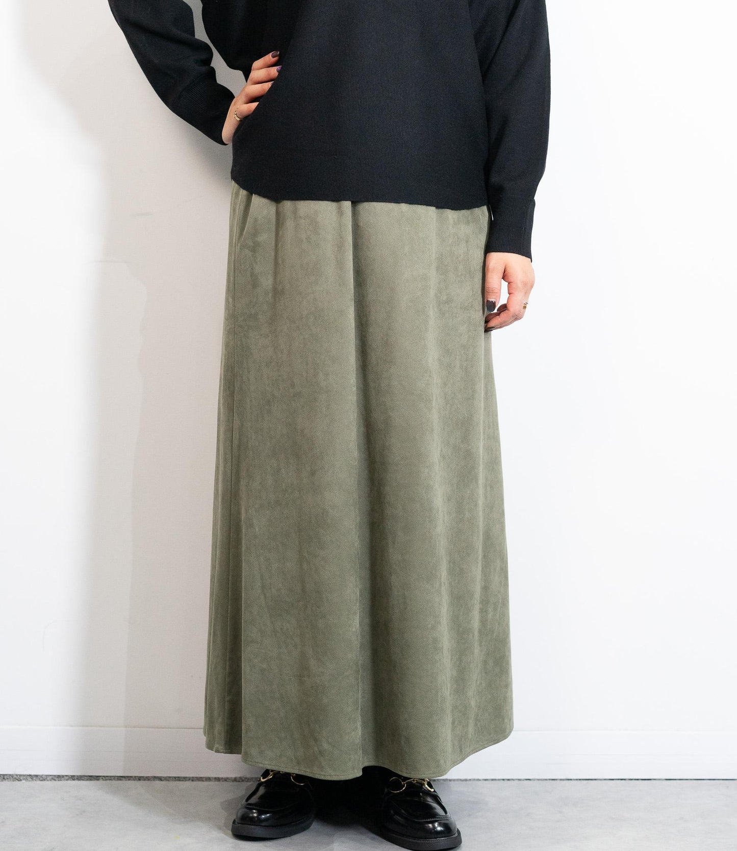 ストレッチスウェードAラインスカート