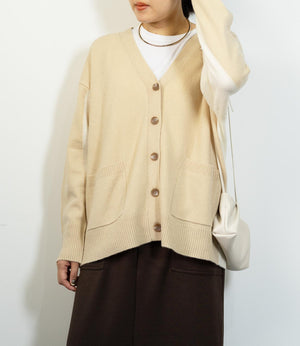 カシミアライクバイカラーカーディガン