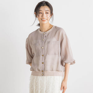 変わり織メッシュカーディガン≪手洗い可能≫