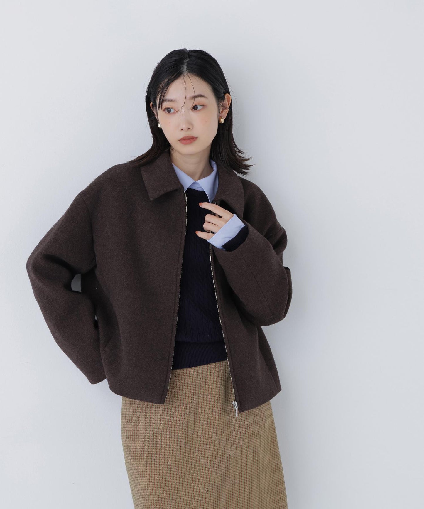 ＜朝比奈 彩さんコラボ＞ステンカラージップブルゾン