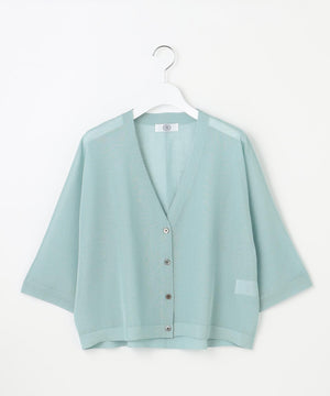 SHEER LIGHT KNIT Vネック カーディガン