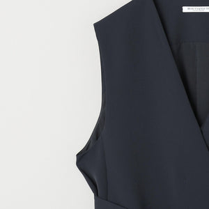 【WEB限定 Wardrobe DAILY MINIMAL】ダブルクロス リボンベルトジレ -ウォッシャブル-