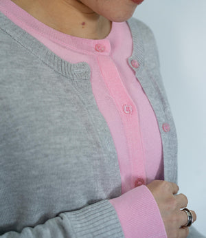 レイヤード風バイカラーカーディガン