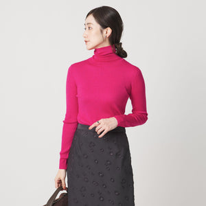 リブ タートルネック ニット