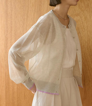 バイカラーシアーニットカーディガン