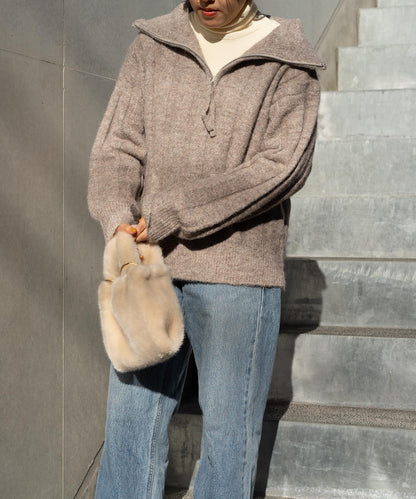 ハーフジップニット