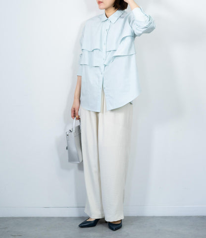 レイヤードライクダブルフリルシャツ