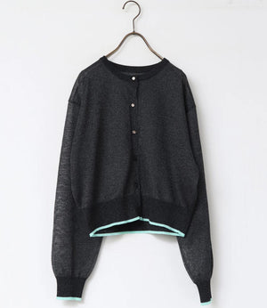 バイカラーシアーニットカーディガン