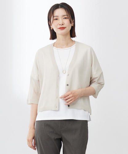 SHEER LIGHT KNIT Vネック カーディガン