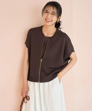 スゴ機能美ニット スリーブレスブルゾン