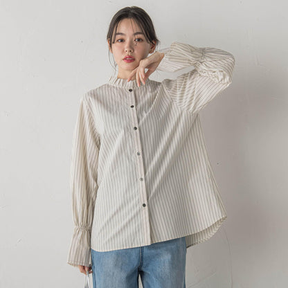 襟フリルブラウス≪洗濯機で洗える≫