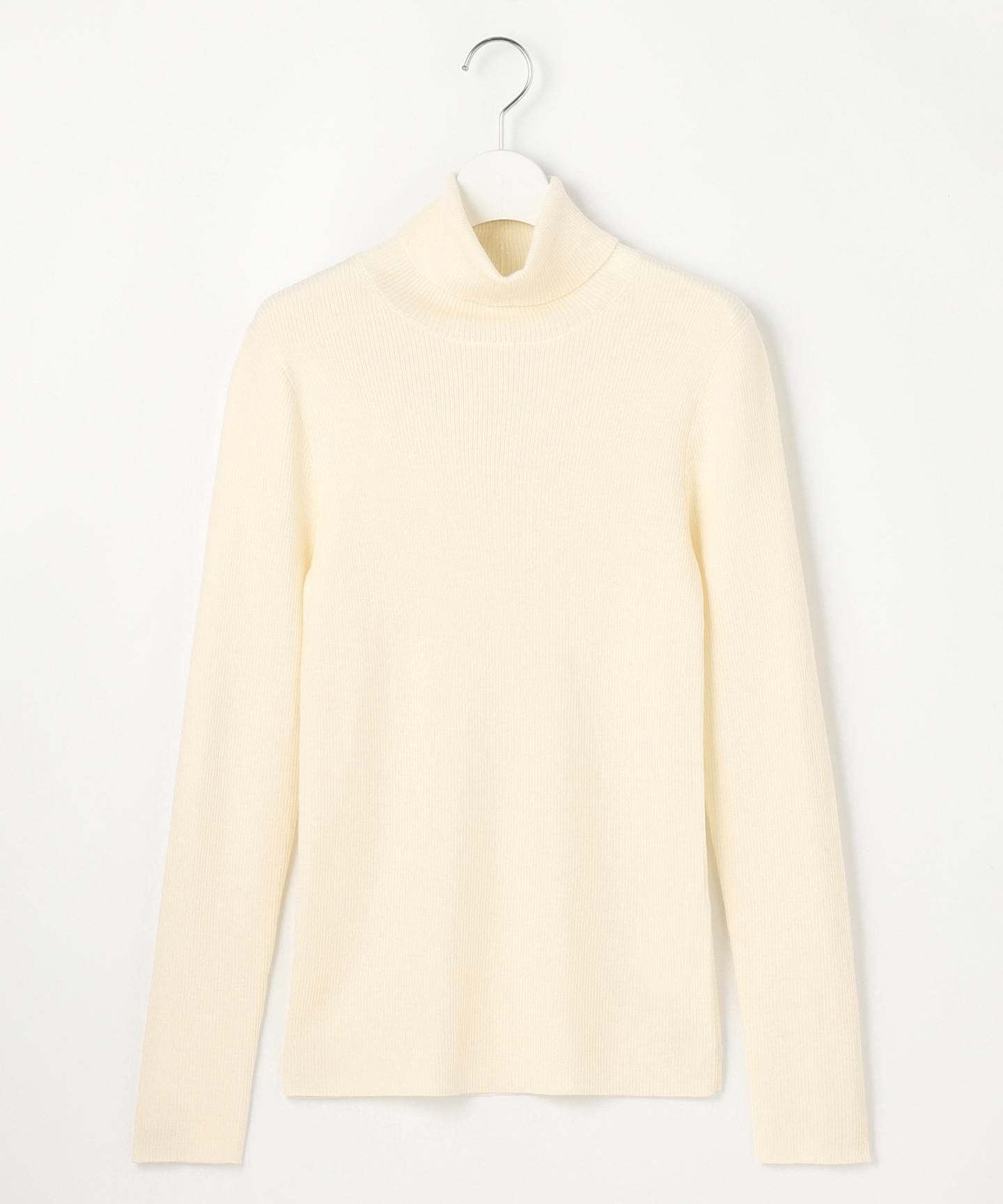 ウーステッドウール リブタートルネック ニット