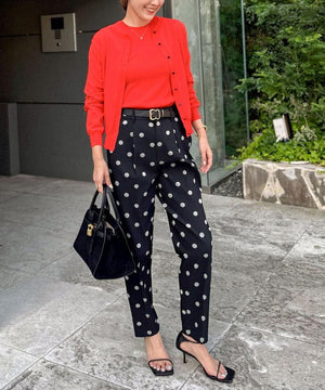 天竺クルーネックカーデ