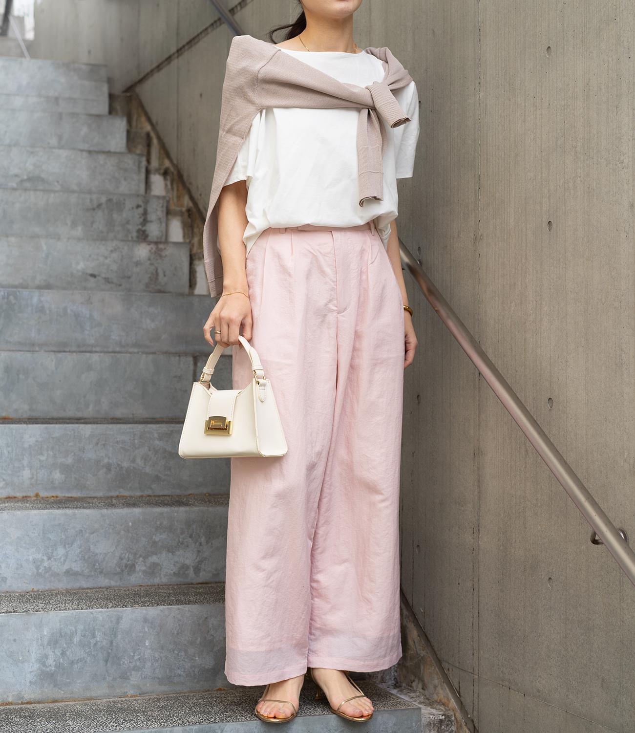 ナイロンツイルタックストレートパンツ