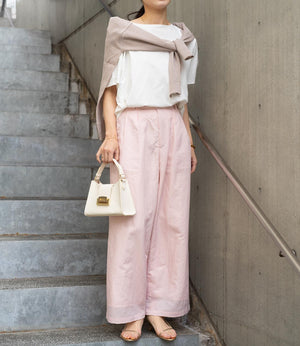 ナイロンツイルタックストレートパンツ