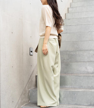 透かし柄編み5分袖ニット