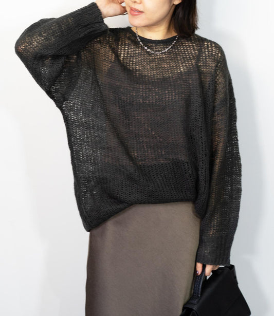 メッシュニットトップス