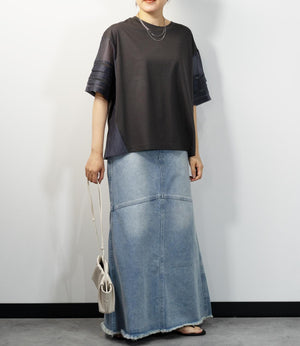 はしごレースシルケットカットソー