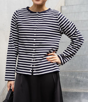 ボーダースナップカーディガン