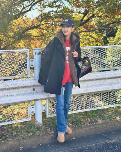 フェイクファーフードベスト