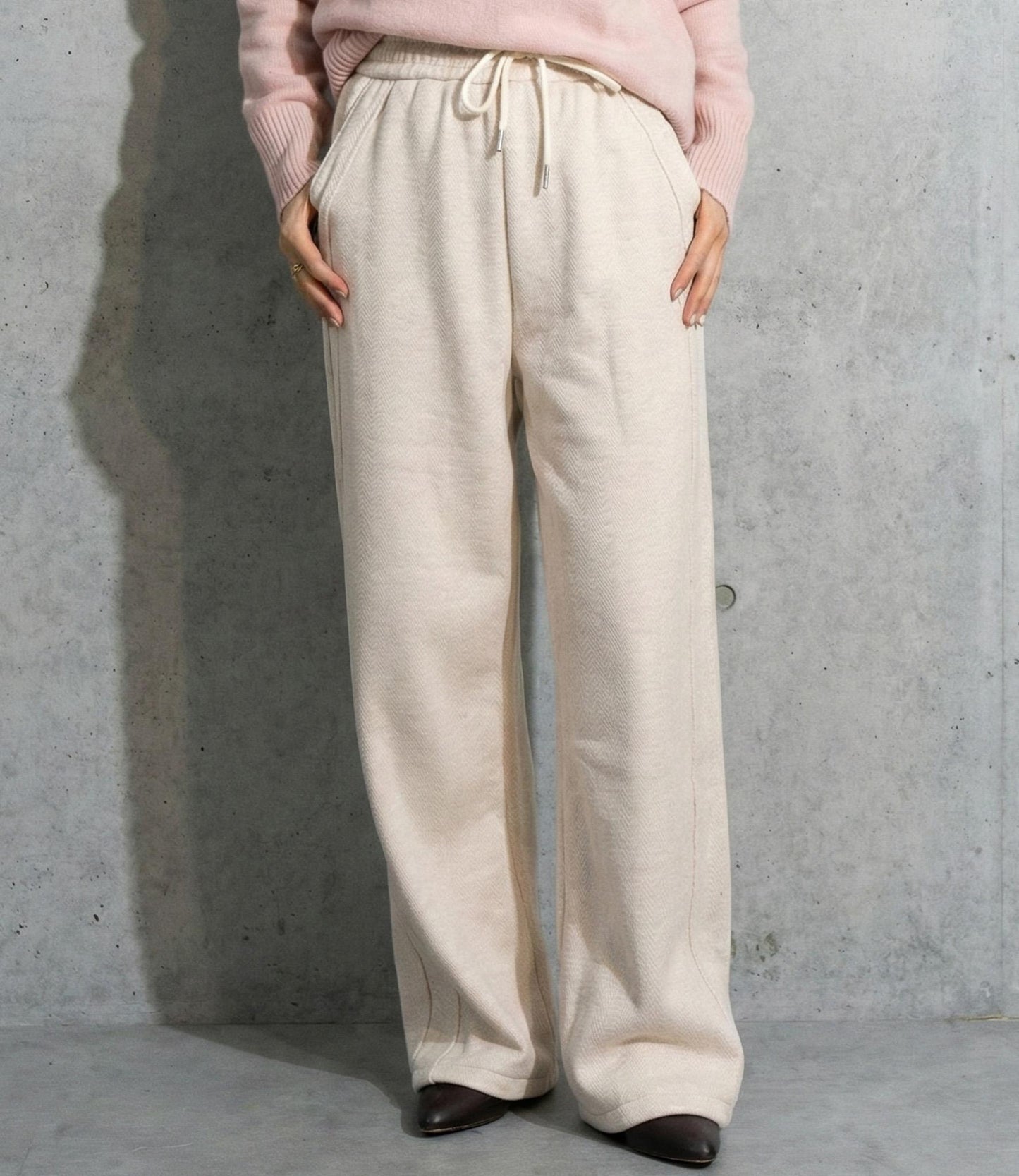 ヘリンボーン裏起毛イージーパンツ