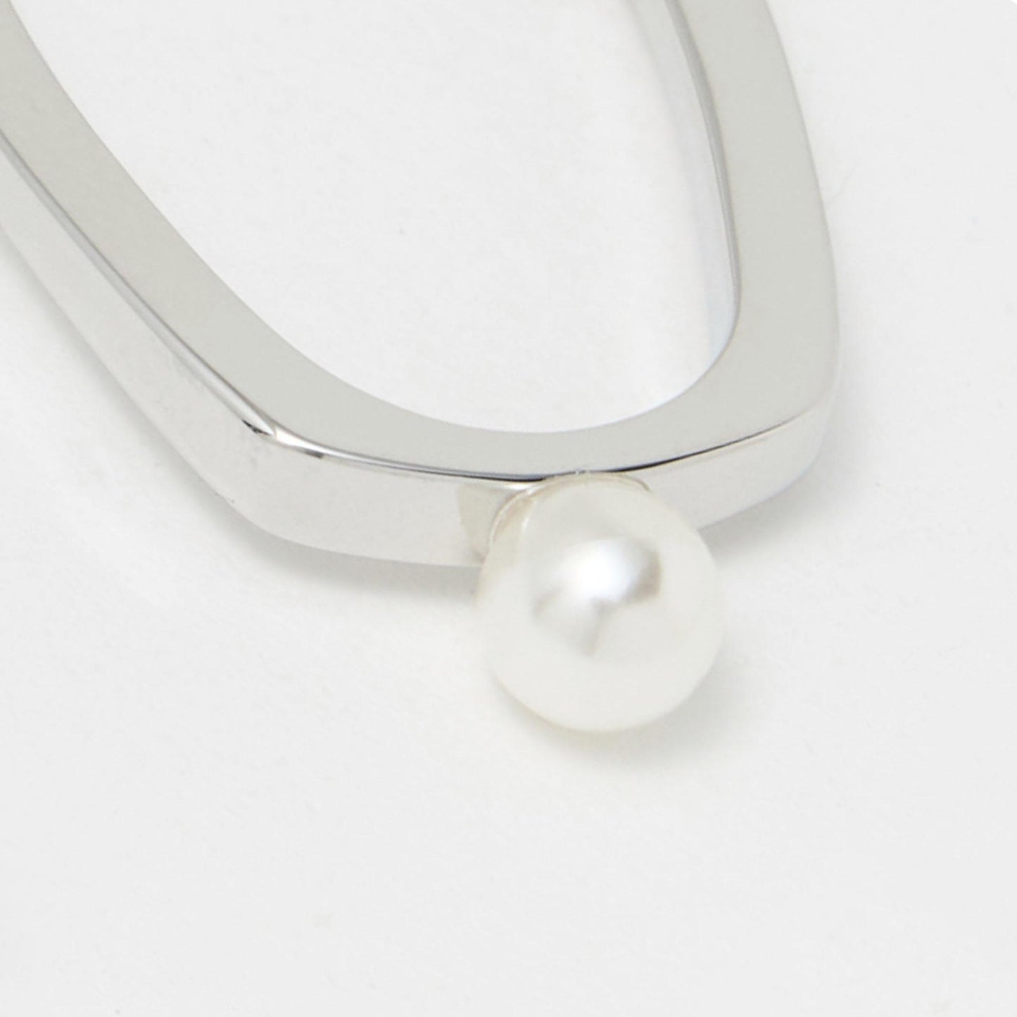 オーバルフープ&イミテーションパール ピアス