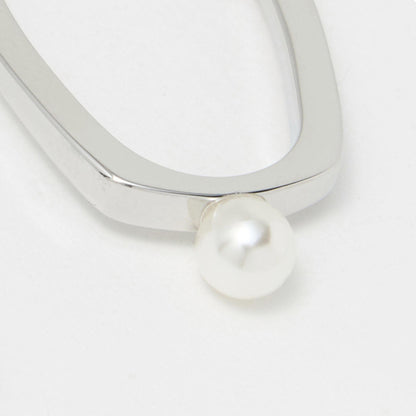 オーバルフープ&イミテーションパール ピアス