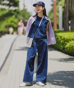 UNFILO DENIM LIGHT タックワイドパンツ