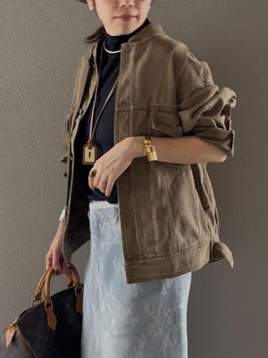 ノーカラーウォッシュブルゾン