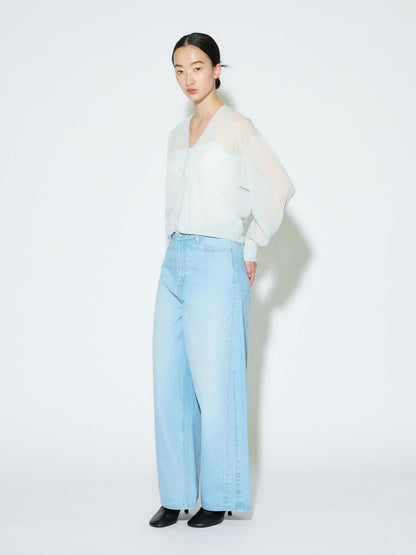 MIDIUMISOLID for Ladies シアーVネックショートカーディガン