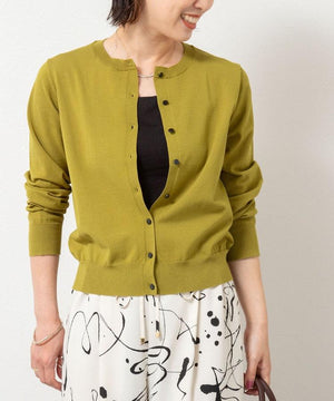 天竺クルーネックカーデ