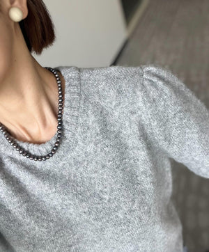 パフスリーブ半袖ニット