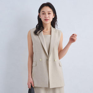 リネンライク ジレ -マシンウォッシャブル・ストレッチ-