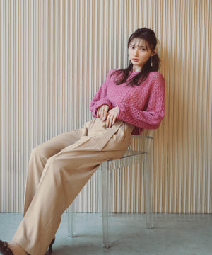 ＜ウォッシャブル＞ベルト付きタックワイドパンツ　26SS