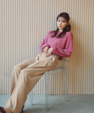 ＜ウォッシャブル＞ベルト付きタックワイドパンツ　26SS