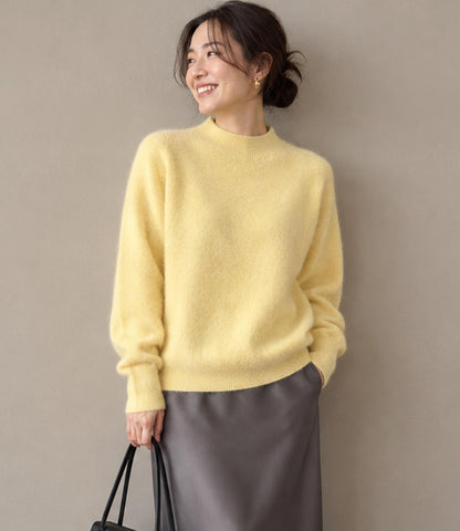 ウールカシミアホールガーメントモックネックニット