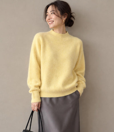 ウールカシミアホールガーメントモックネックニット