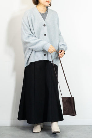 FOX混Vネックボクシーカーディガン