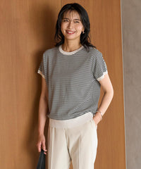 ベージュ系・[NEW]ミジンボーダー(グレージュ×ブラック)3