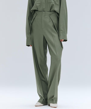 TERNES / 変形タックウールワイドパンツ