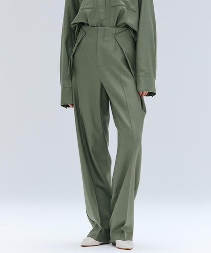 TERNES / 変形タックウールワイドパンツ