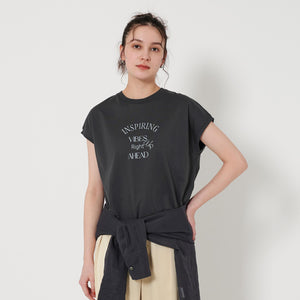 コットン ロゴプリント フレンチスリーブ Tシャツ