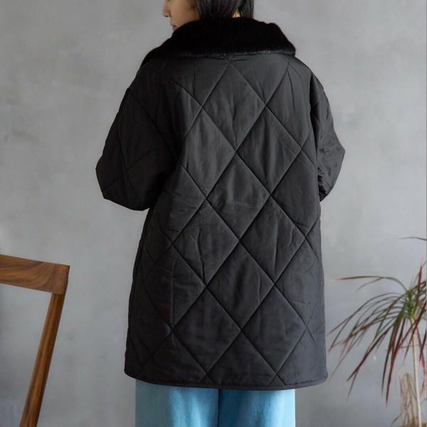 ファーカラーキルティング中綿アウター