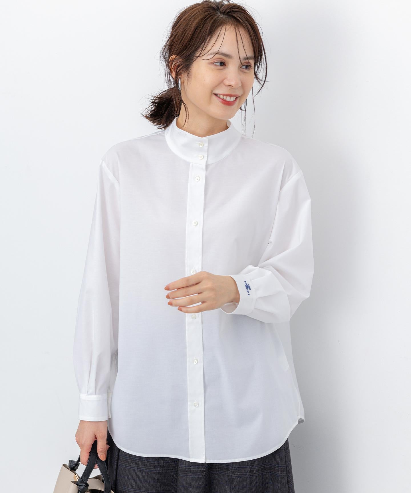 コットンタッチシャーティング刺繍入り ブラウス