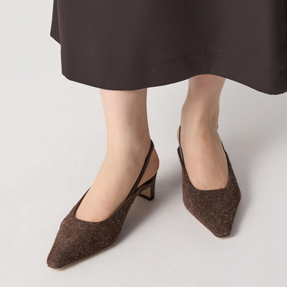 スクエアバックベルト パンプス40↓↑