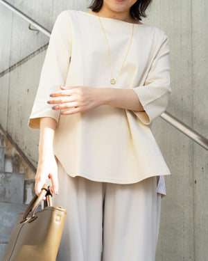 7分袖異素材切替カットソー